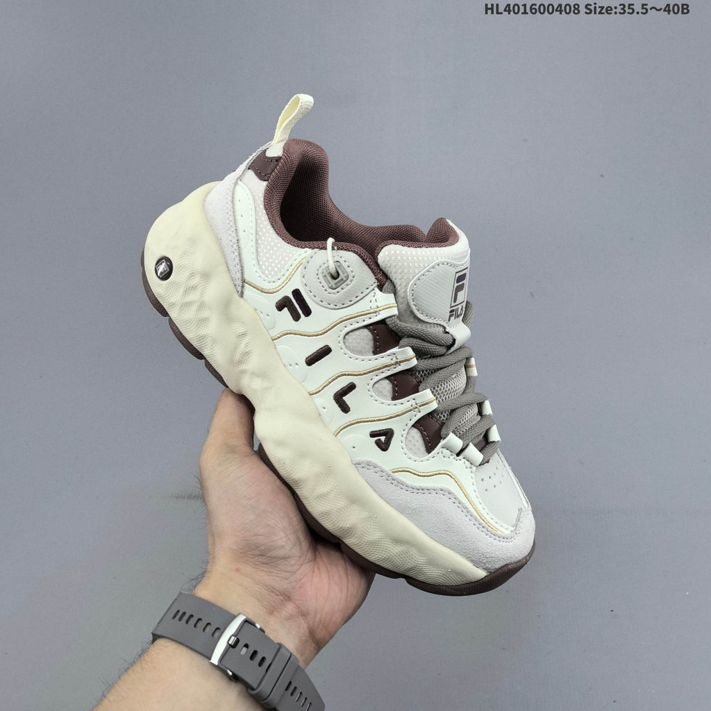 Cream and Brown FILA Chunky Sneakers - product image from the listing.