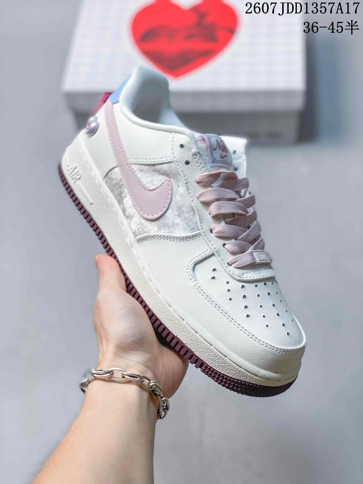 Nike Air Force 1 '07 Low Sneakers in White Pink Blue JDD1357A17 - product image from the listing.