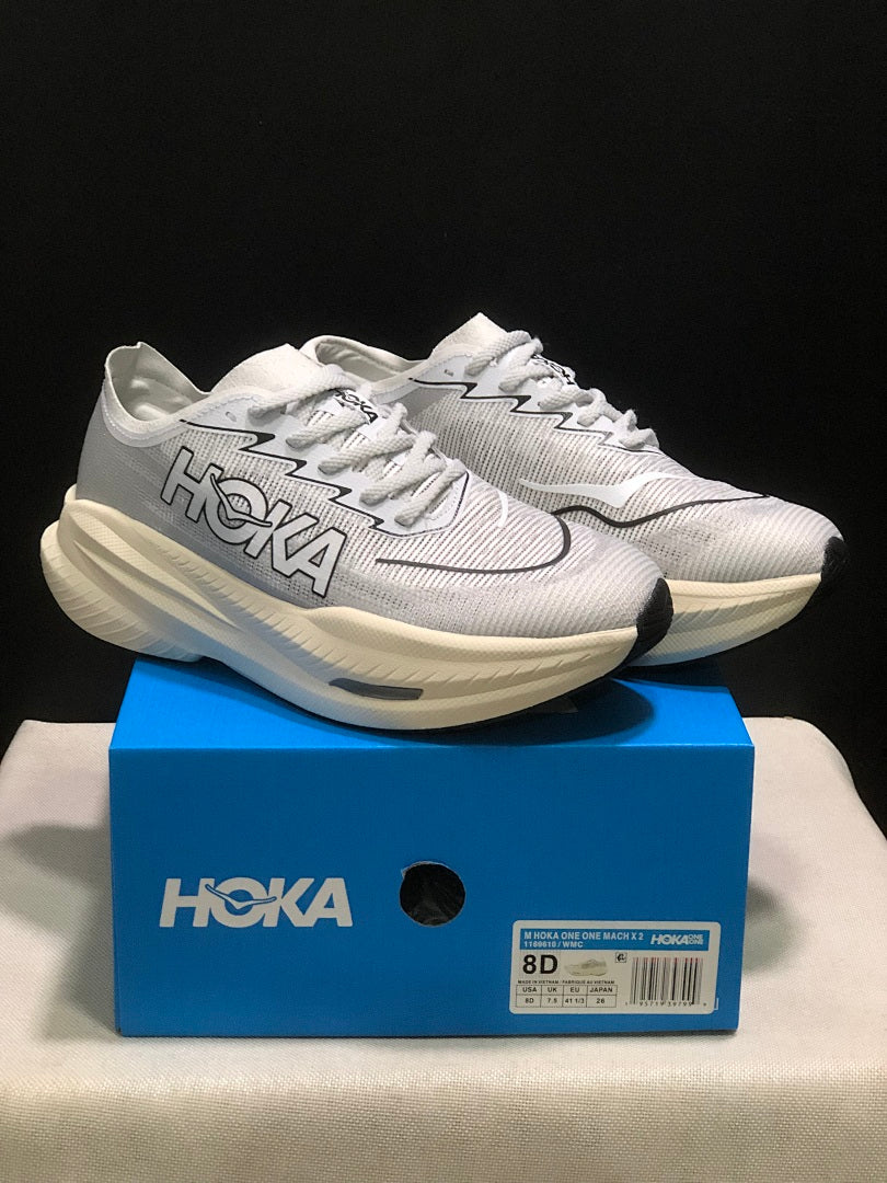White and Gray HOKA Mach X 2 Running Shoes - product image from the listing.