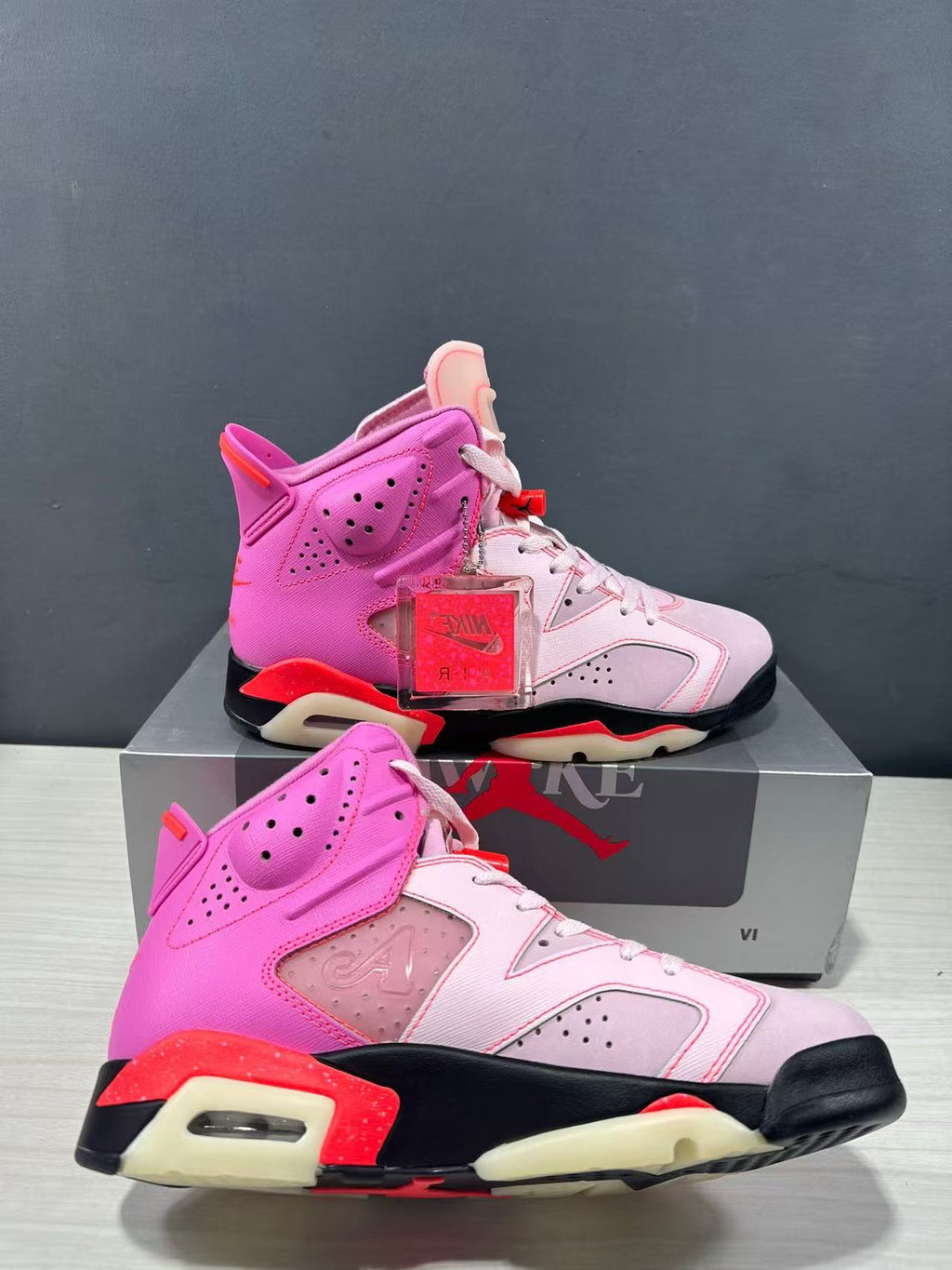 Jordan x Awake NY Air Jordan 6 Retro SP Sneakers in Pink IQ5706-600 - product image from the listing.