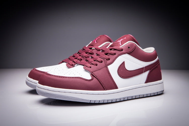 Air Jordan 1 Low Sneakers White and Burgundy - product image from the listing.