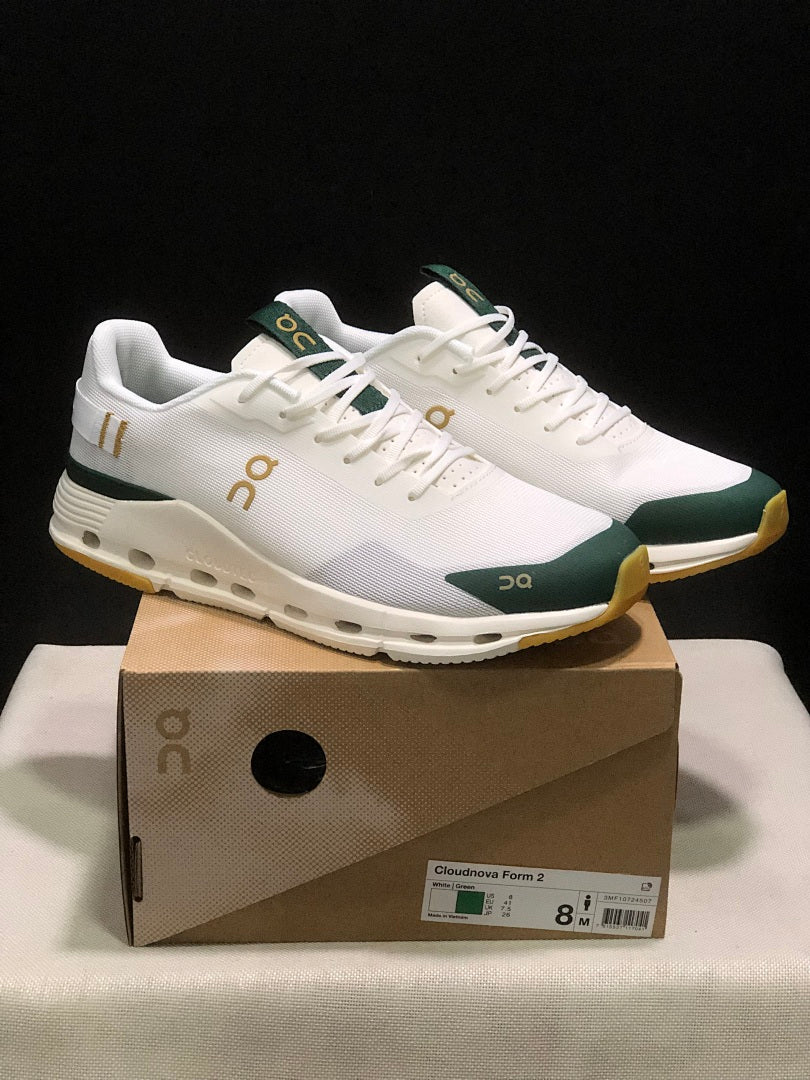 White and Green On Cloudnova Form 2 Sneakers - product image from the listing.