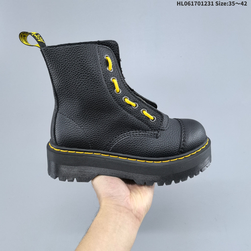 Black Dr. Martens 1460 Platform Lace-Up Boots - product image from the listing.