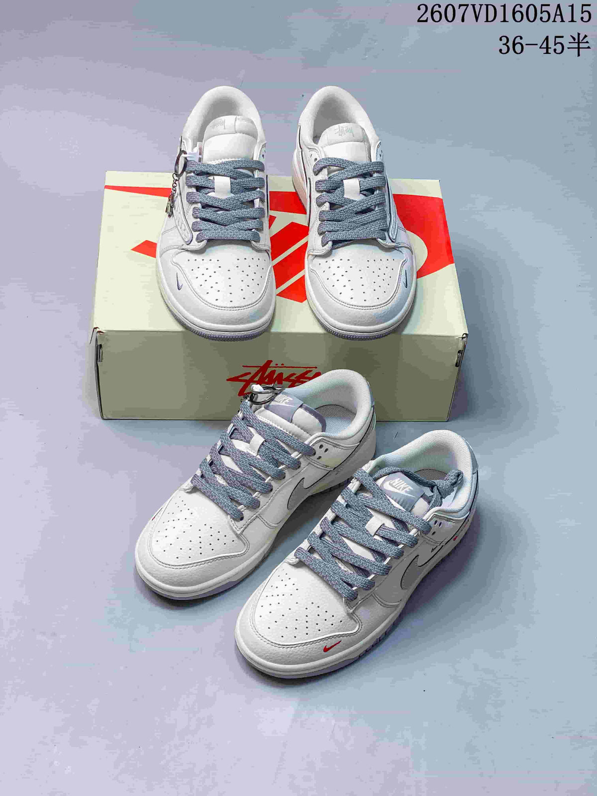 Nike SB Dunk Low LV-Pattern Sneakers in White Grey - product image from the listing.