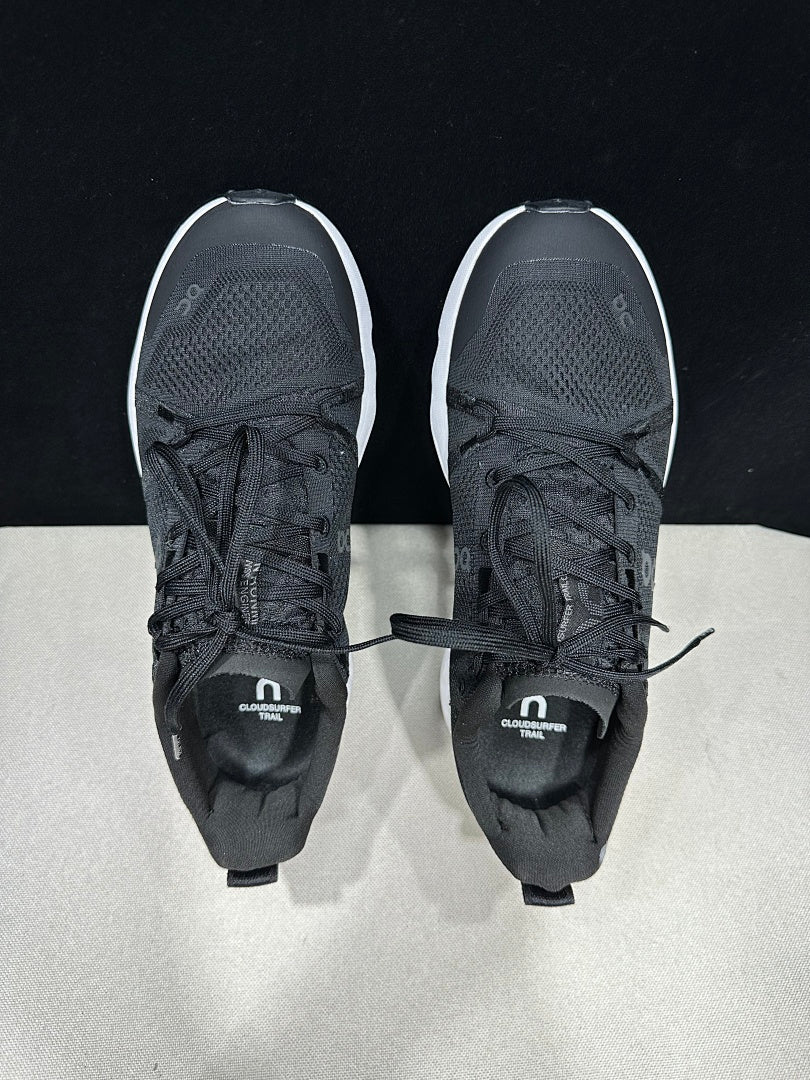 On Cloudsurfer Trail Trail Running Shoes in Black and White - product image from the listing.
