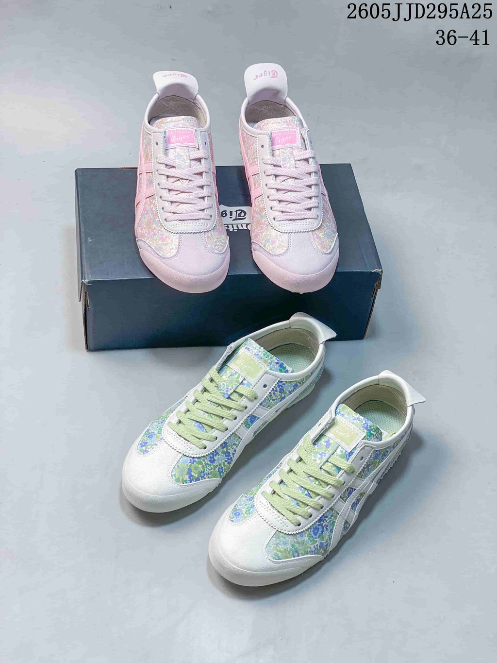 Onitsuka Tiger Floral Sneakers in Pink and Green JD295A25 - product image from the listing.