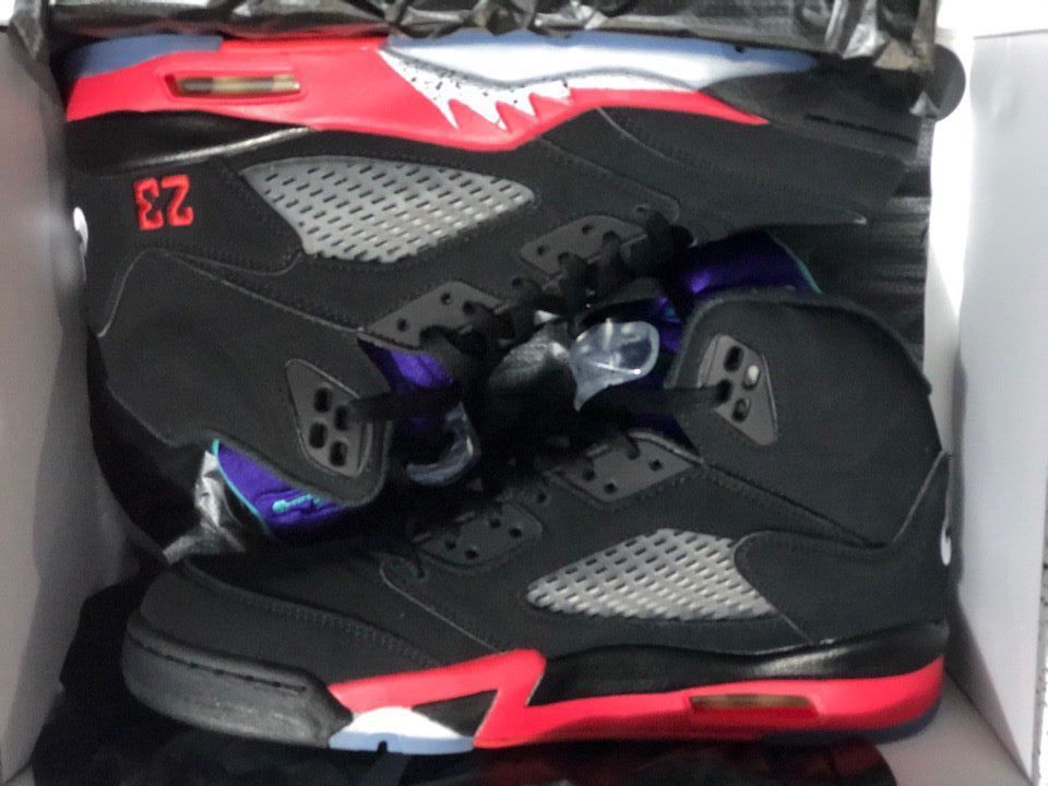 Air Jordan 5 Retro Sneakers Black Red Purple - product image from the listing.