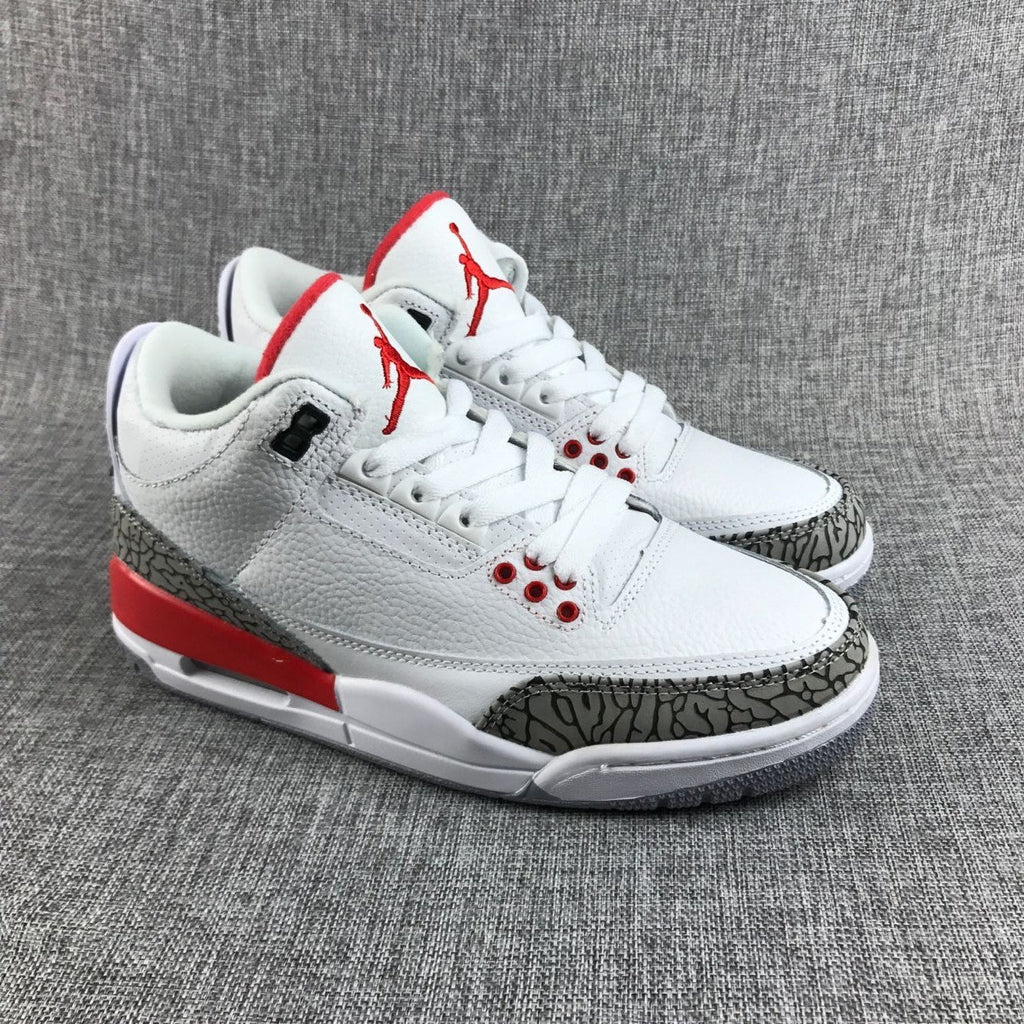 Air Jordan 3 Retro High-Top Sneakers in White Red - product image from the listing.