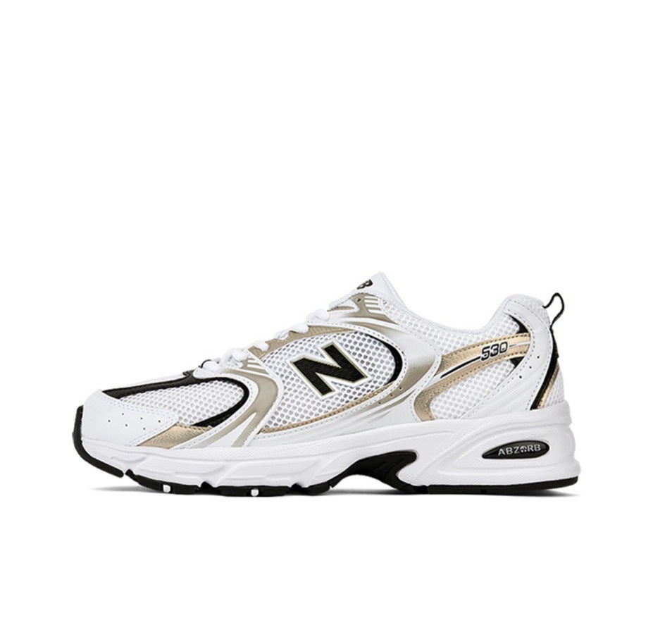 White and Black New Balance MR530 Sneakers - product image from the listing.