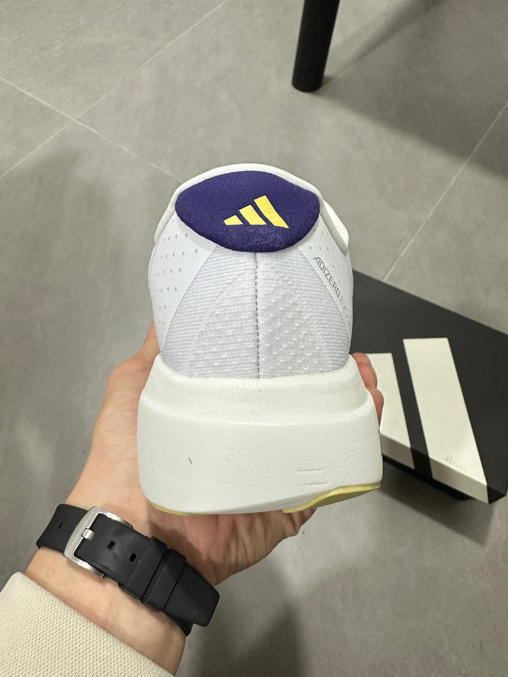Adidas Lightstrike Pro Running Shoes in White Purple - product image from the listing.