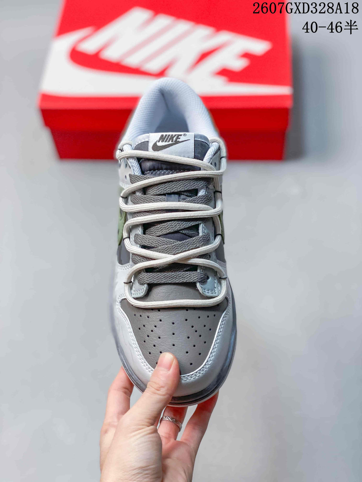 Nike Dunk Low Custom Gray Green Graffiti Trainers - product image from the listing.