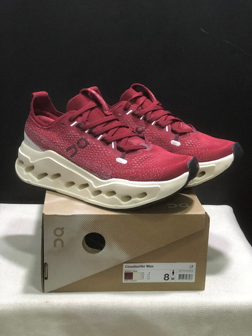 On Cloudsurfer Max Sneakers in Burgundy - product image from the listing.