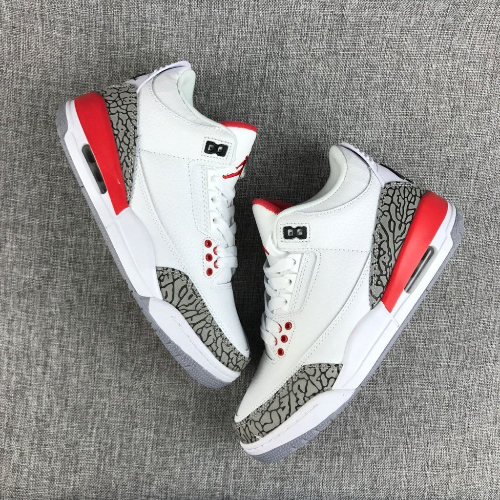 Air Jordan 3 Retro High-Top Sneakers in White Red - product image from the listing.