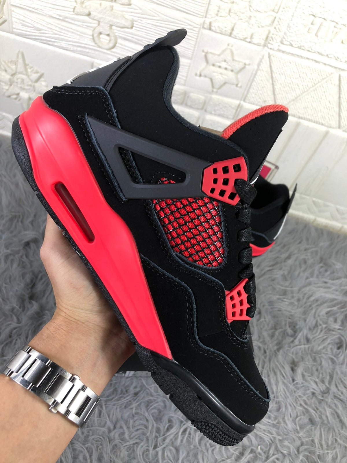 Air Jordan 4 Tattoo Black Red Sneakers CT8527-016 - product image from the listing.