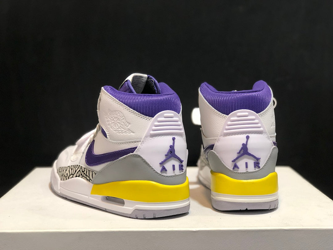 Air Jordan Legacy 312 Lakers White Purple Sneakers AT4040-157 - product image from the listing.