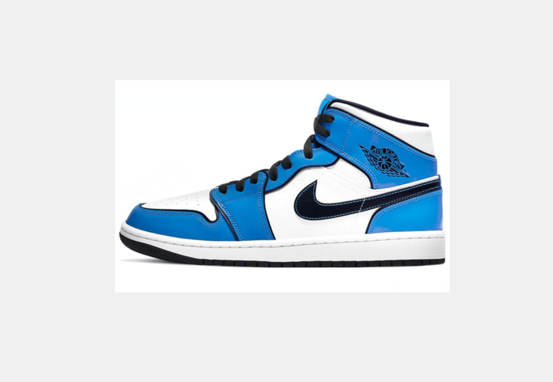 Air Jordan 1 Mid Blue White Sneakers DD6834-402 - product image from the listing.
