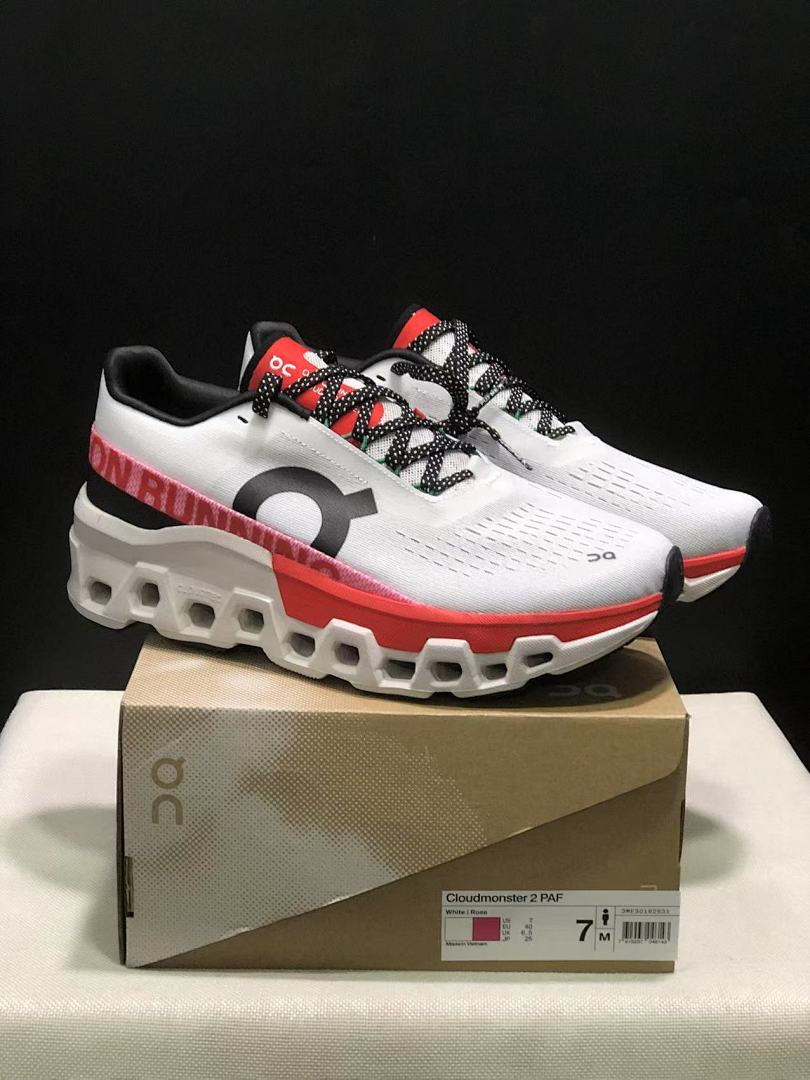 On Cloudmonster 2 PAF White Rose Sneakers for Running - product image from the listing.