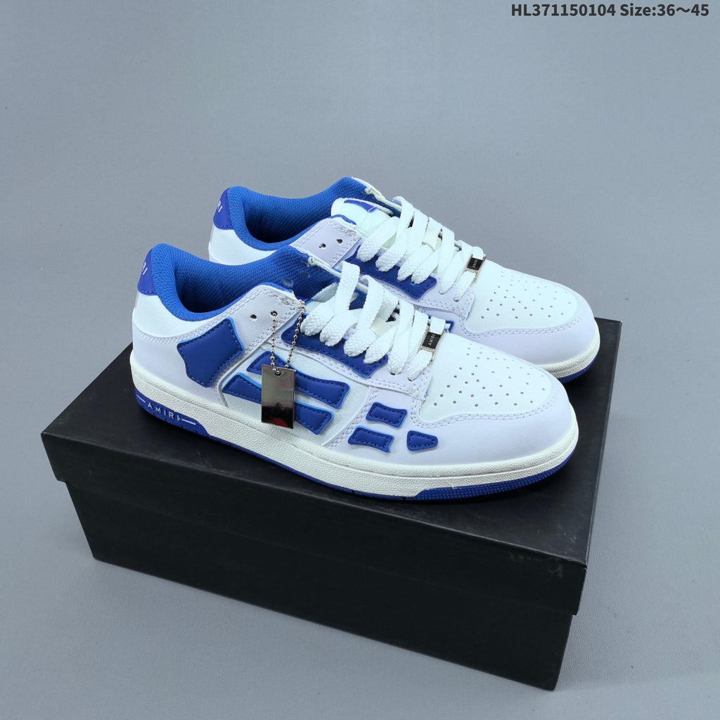 White and Blue AMIRI Skeleton Low-Top Sneakers - product image from the listing.