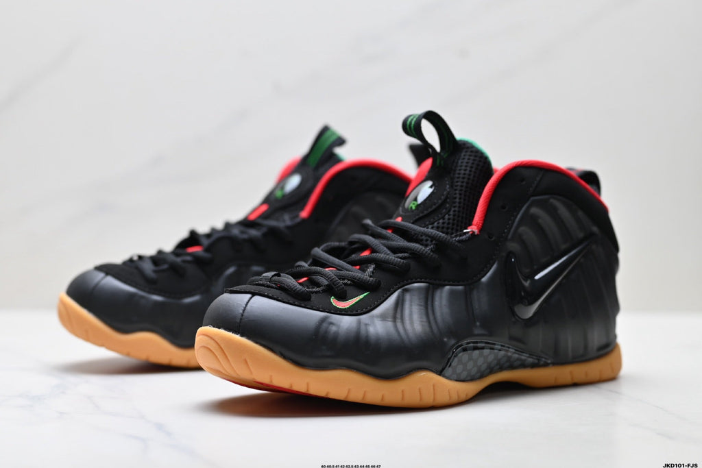 Nike Air Foamposite One Sneakers in Black Red Gum - product image from the listing.