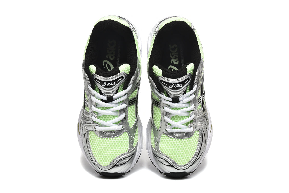 ASICS Gel-Kayano 14 Sneakers in Silver Lime Green - product image from the listing.