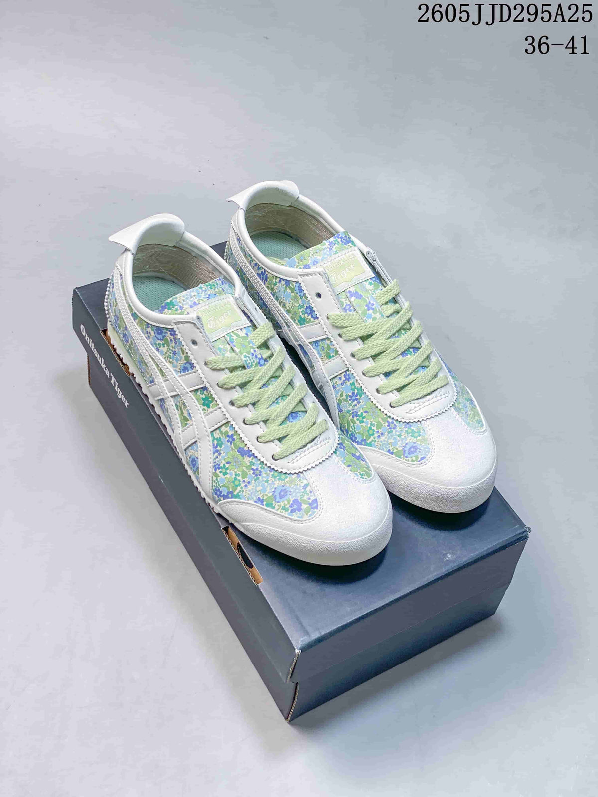 Onitsuka Tiger Floral Sneakers in Pink and Green JD295A25 - product image from the listing.