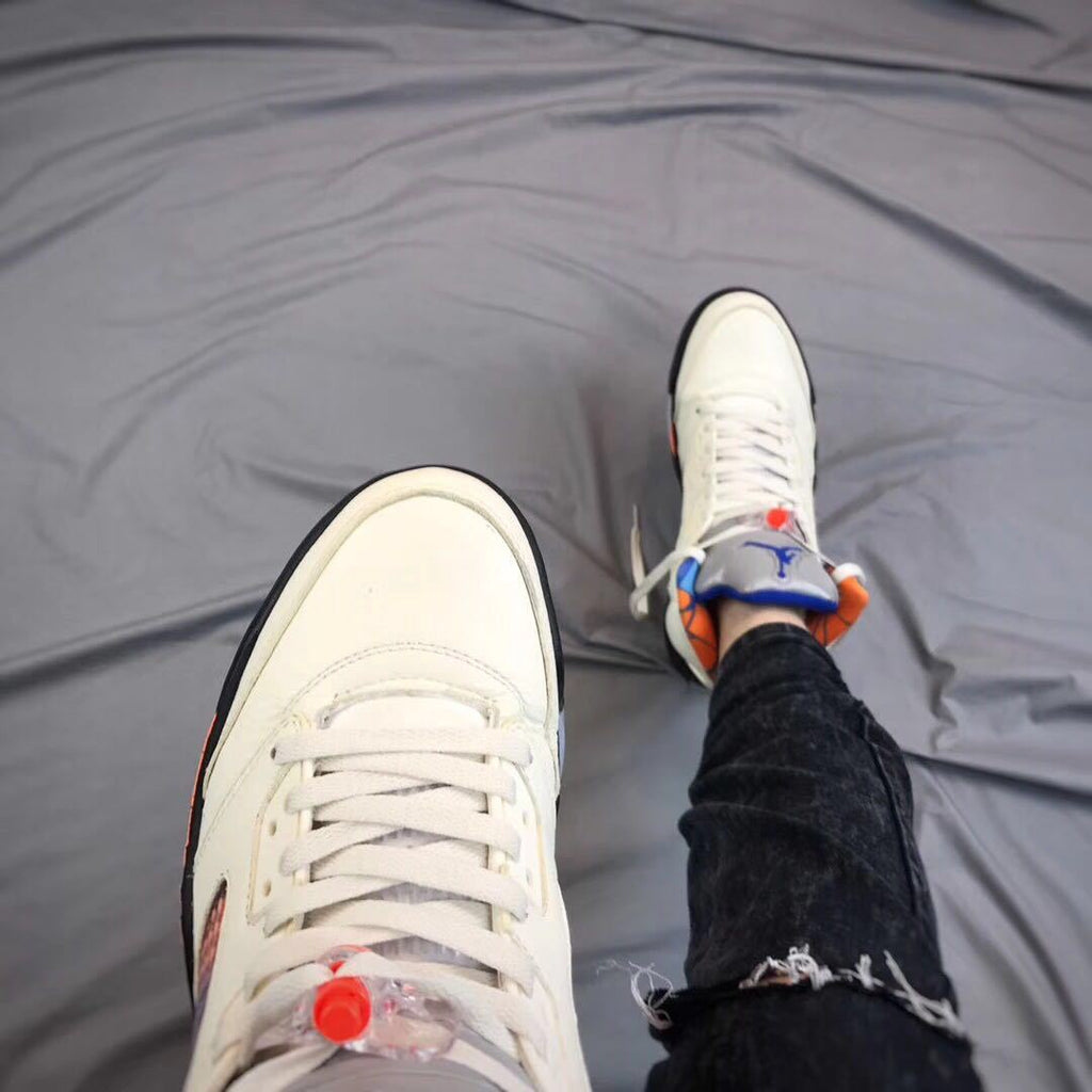 Air Jordan 5 International Flight White Orange Blue Sneakers - product image from the listing.
