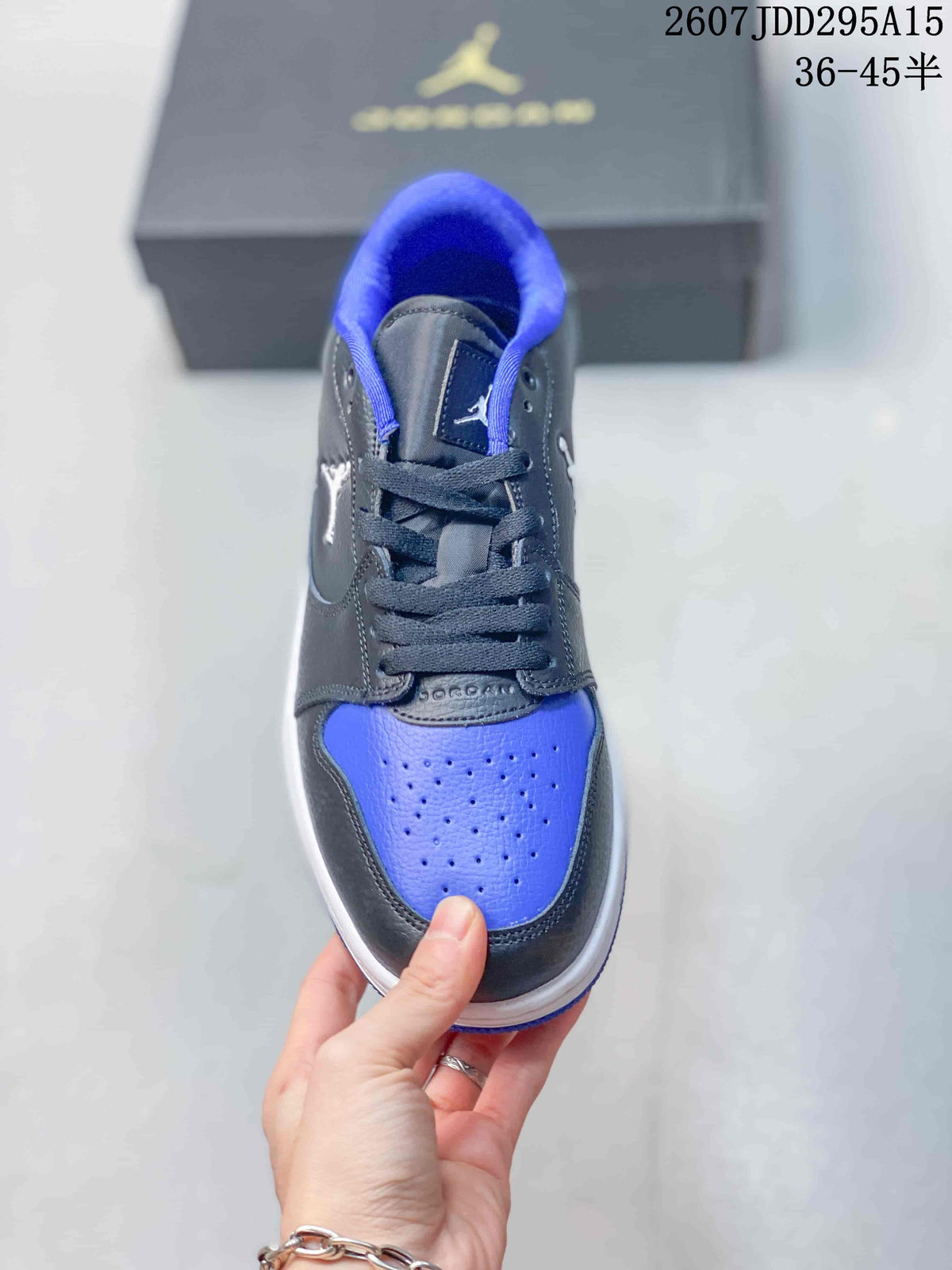 Air Jordan 1 Low Black Blue White Sneakers - product image from the listing.