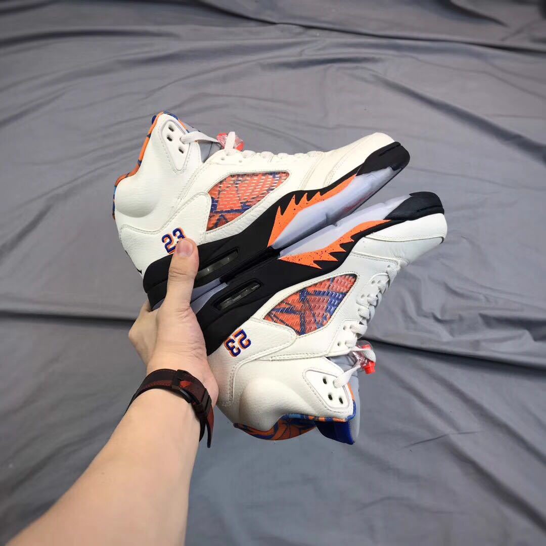 Air Jordan 5 International Flight White Orange Blue Sneakers - product image from the listing.