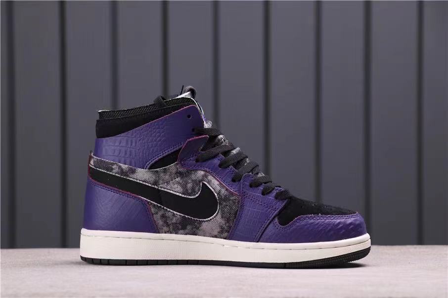 Jordan 1 Zoom Air CMFT Bayou Boys in Black Purple DC2133-500 - product image from the listing.