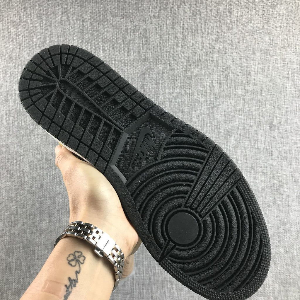 Air Jordan 1 Mid Sneakers in Black and Yellow - product image from the listing.