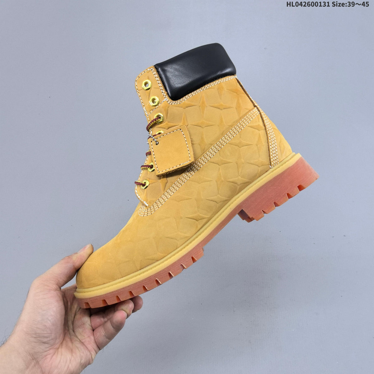 Embossed Leather-Style Lace-Up Boots by Timberland - product image from the listing.