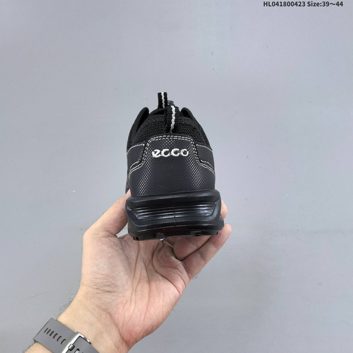 ECCO Black Mesh Lace-Up Casual Trainers - product image from the listing.
