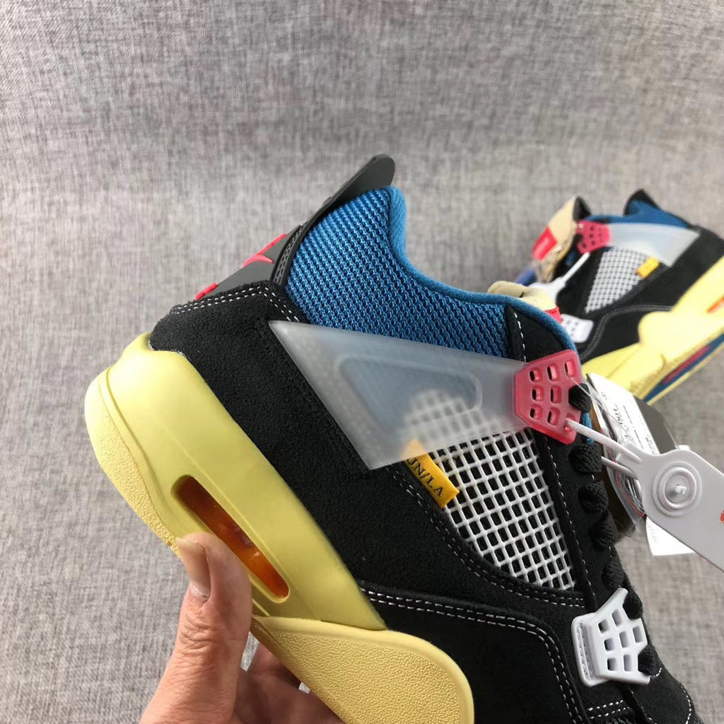 Air Jordan 4 Union LA Off Noir Black Blue Sneakers - product image from the listing.