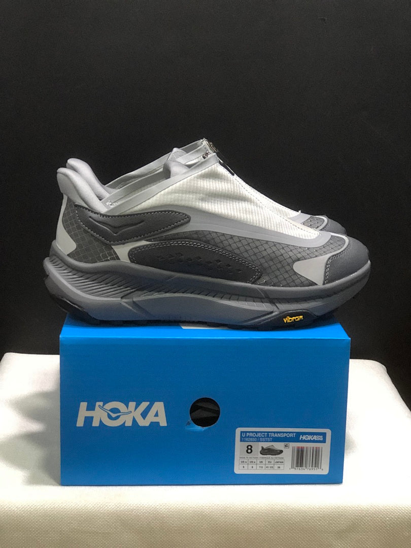 Gray HOKA Project Transport Zip-Closure Sneakers - product image from the listing.