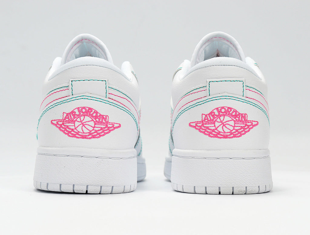 Nike Air Jordan 1 Low Sneakers in White Pink 554723-101 - product image from the listing.