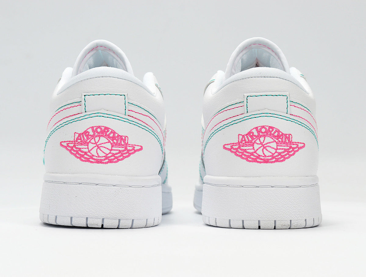 Nike Air Jordan 1 Low Sneakers in White Pink 554723-101 - product image from the listing.