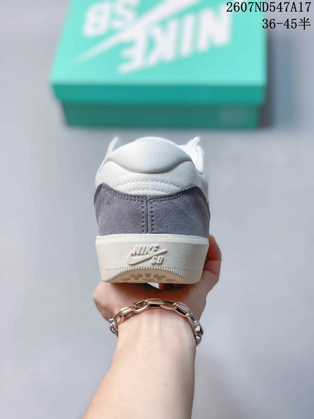 Nike SB Force 58 Sneakers in White Grey Blue - product image from the listing.