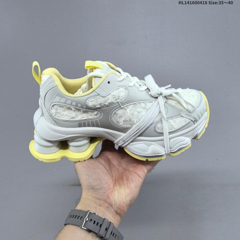 Chunky Platform Trainers in Silver and White with Mesh Panels - product image from the listing.