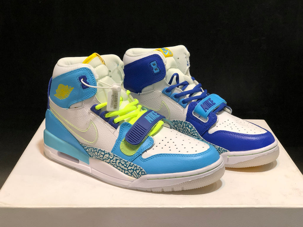 Air Jordan Legacy 312 Fly High-Top Sneakers, in White and Blue - product image from the listing.