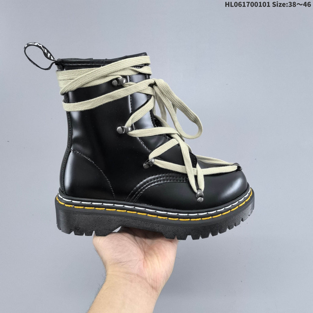 1460-Inspired Black Lace-Up Platform Boots by Dr. Martens - product image from the listing.