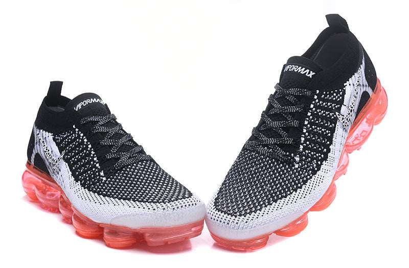 Nike Air VaporMax Flyknit 2 Sneakers in Black White Orange - product image from the listing.