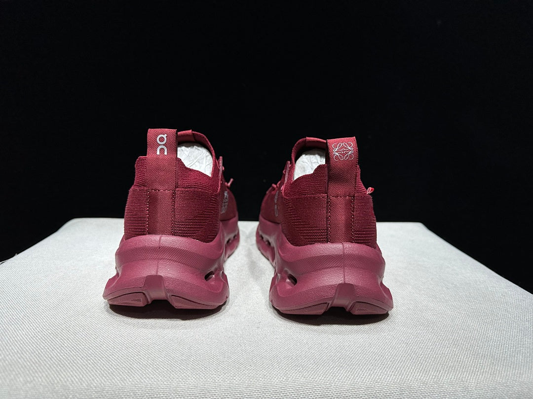 On x Loewe Cloudtilt Sneakers in Cherry in Burgundy - product image from the listing.