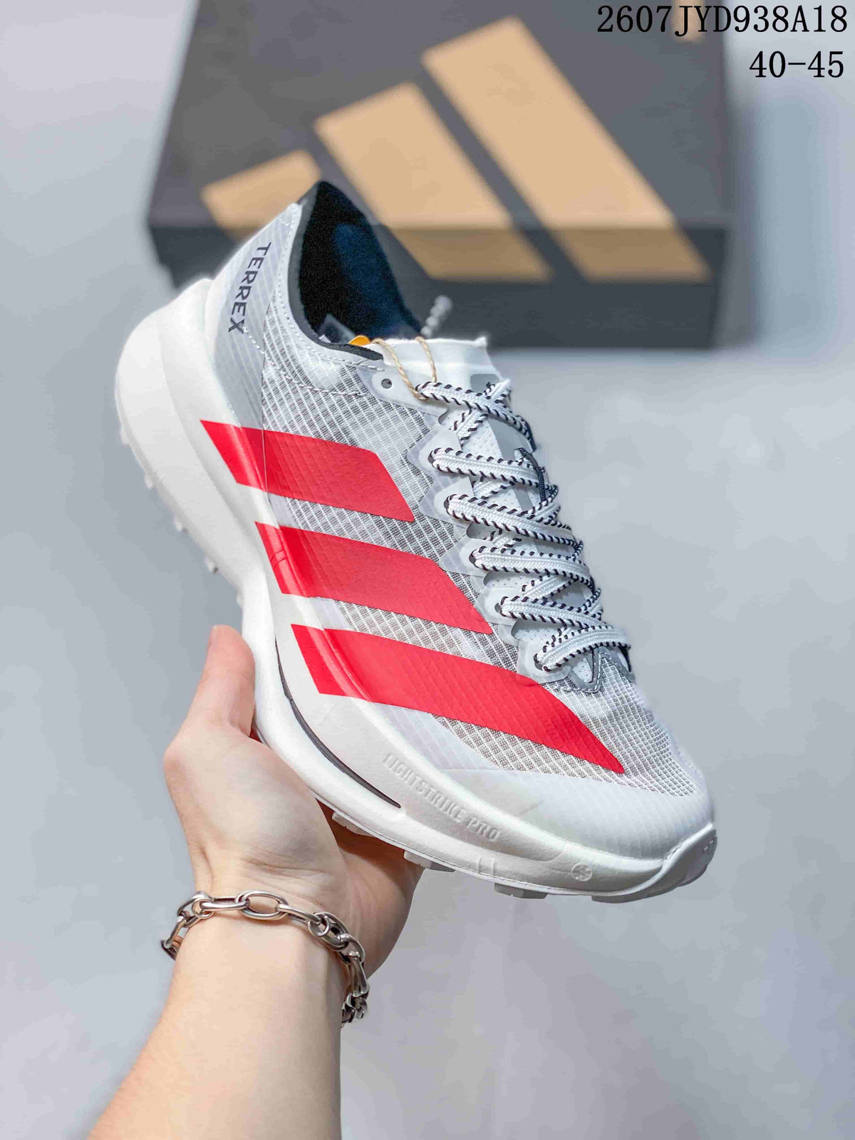 Adidas Adizero Evo SL 2 Running Shoes in White Red - product image from the listing.