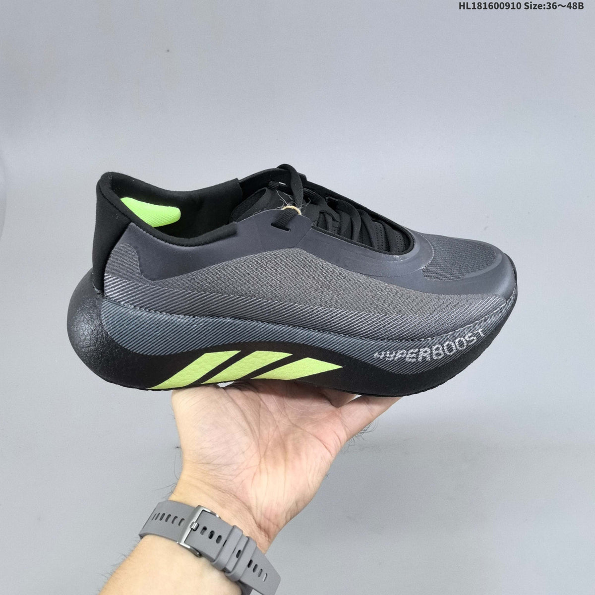 Adidas Hyperboost EDGE Running Sneakers in Black Gray KL1937 - product image from the listing.