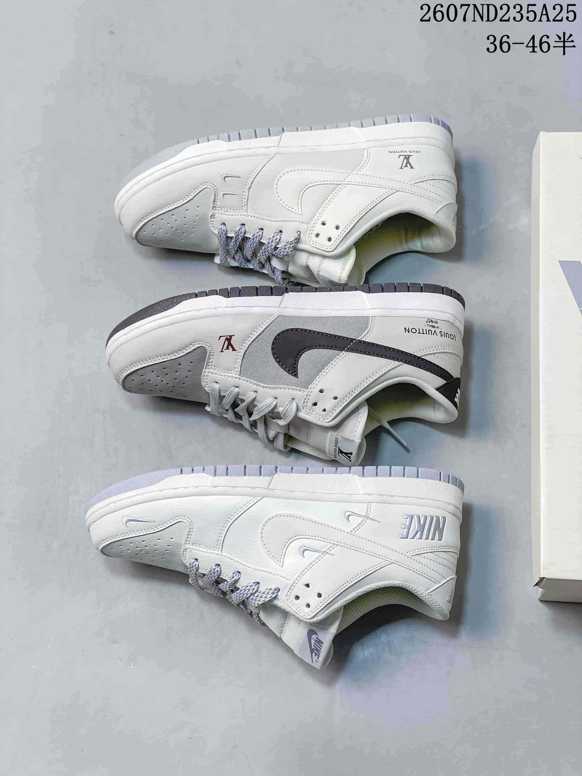 Nike SB Dunk Low Pro Sneakers in White Grey 2607ND235A25 - product image from the listing.