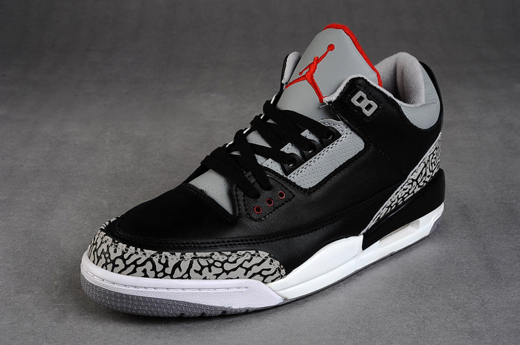 Air Jordan 3 Black Grey Red High-Top Sneakers - product image from the listing.