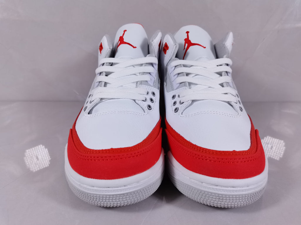 Air Jordan 3 Retro Sneakers in White Red - product image from the listing.