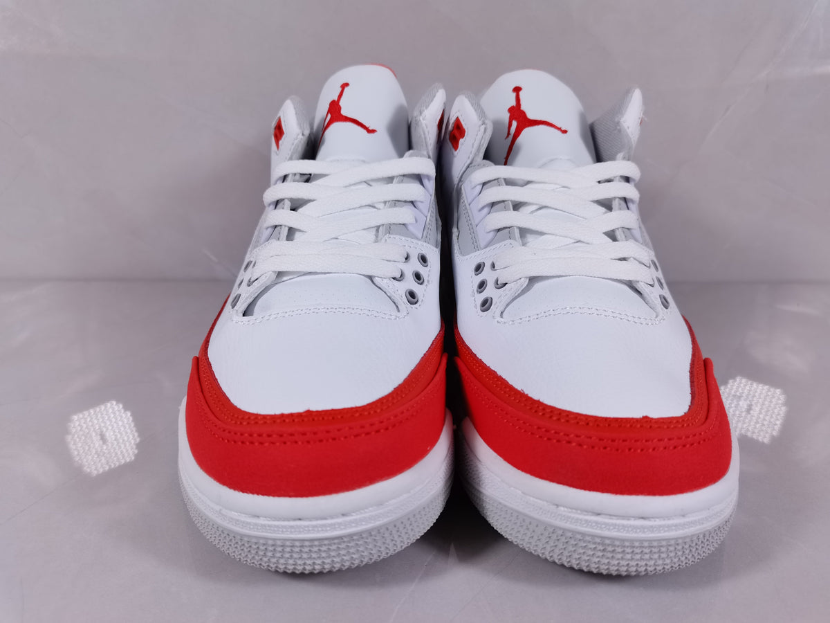 Air Jordan 3 Retro Sneakers in White Red - product image from the listing.