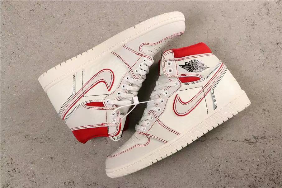 Air Jordan 1 Retro High OG Sneakers in White and Red - product image from the listing.