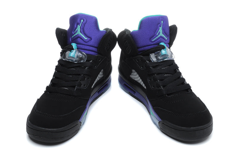 Air Jordan 5 Black Purple High-Top Sneakers 440892-007 - product image from the listing.